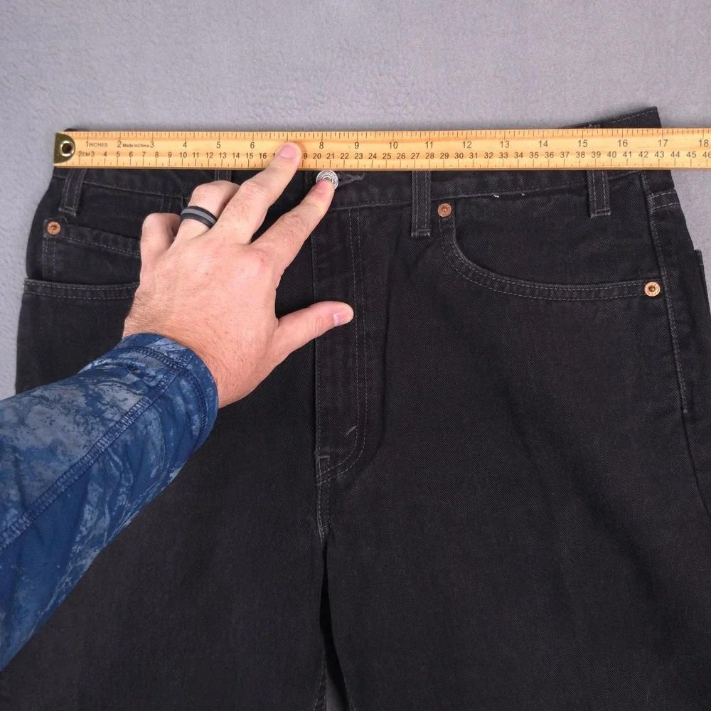 Levis 550 Jeans Relaxed Fit Black 36x32 Cotton Tapered Leg Vintage 90s Style